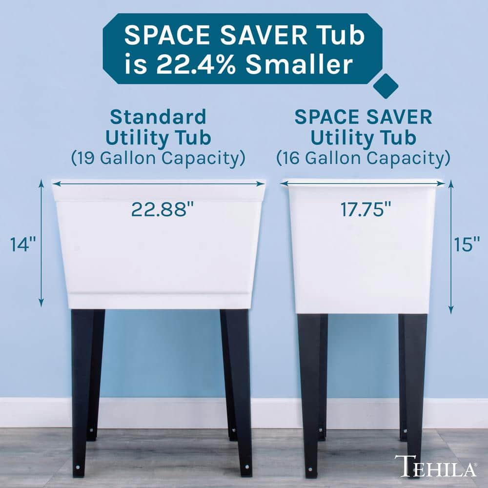 TEHILA 17.75 in. x 23.25 in. Thermoplastic Utility Sink with Black Faucet and Soap Dispenser