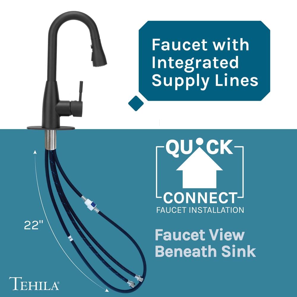 TEHILA 17.75 in. x 23.25 in. Thermoplastic Utility Sink with Black Faucet and Soap Dispenser
