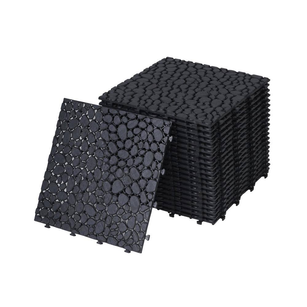 Tidoin Outdoor 1 ft. x 1 ft. Composite Deck Tile in Black(24 Per Box)