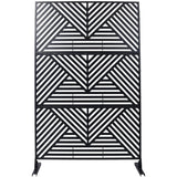 Tidoin 6.3 ft. x 4 ft. Black Steel Freestanding Flat Flat Top Decorative Privacy Screen Metal Fence Panel