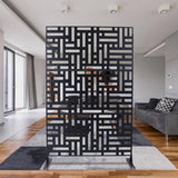 Tidoin 6.3 ft. x 4 ft. Black Steel Freestanding Flat Flat Top Decorative Privacy Screen Metal Fence Panel