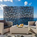 Tidoin 6.3 ft. x 4 ft. Black Steel Freestanding Flat Flat Top Decorative Privacy Screen Metal Fence Panel