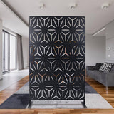 Tidoin 6.3 ft. x 4 ft. Black Steel Freestanding Flat Flat Top Decorative Privacy Screen Metal Fence Panel