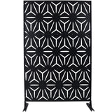 Tidoin 6.3 ft. x 4 ft. Black Steel Freestanding Flat Flat Top Decorative Privacy Screen Metal Fence Panel
