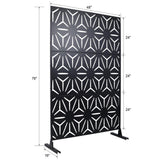 Tidoin 6.3 ft. x 4 ft. Black Steel Freestanding Flat Flat Top Decorative Privacy Screen Metal Fence Panel