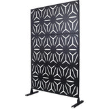Tidoin 6.3 ft. x 4 ft. Black Steel Freestanding Flat Flat Top Decorative Privacy Screen Metal Fence Panel