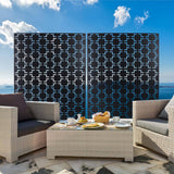 Tidoin 6.3 ft. x 4 ft. Black Steel Freestanding Flat Flat Top Decorative Privacy Screen Metal Fence Panel