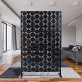 Tidoin 6.3 ft. x 4 ft. Black Steel Freestanding Flat Flat Top Decorative Privacy Screen Metal Fence Panel