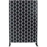 Tidoin 6.3 ft. x 4 ft. Black Steel Freestanding Flat Flat Top Decorative Privacy Screen Metal Fence Panel