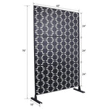 Tidoin 6.3 ft. x 4 ft. Black Steel Freestanding Flat Flat Top Decorative Privacy Screen Metal Fence Panel