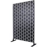 Tidoin 6.3 ft. x 4 ft. Black Steel Freestanding Flat Flat Top Decorative Privacy Screen Metal Fence Panel