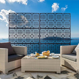 Tidoin 6.3 ft. x 4 ft. Black Steel Freestanding Flat Flat Top Decorative Privacy Screen Metal Fence Panel