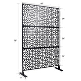 Tidoin 6.3 ft. x 4 ft. Black Steel Freestanding Flat Flat Top Decorative Privacy Screen Metal Fence Panel