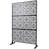 Tidoin 6.3 ft. x 4 ft. Black Steel Freestanding Flat Flat Top Decorative Privacy Screen Metal Fence Panel