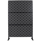 Tidoin 6.3 ft. x 4 ft. Black Steel Freestanding Flat Flat Top Decorative Privacy Screen Metal Fence Panel