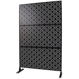 Tidoin 6.3 ft. x 4 ft. Black Steel Freestanding Flat Flat Top Decorative Privacy Screen Metal Fence Panel
