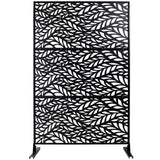 Tidoin 6.3 ft. x 4 ft. Black Steel Freestanding Flat Flat Top Decorative Privacy Screen Metal Fence Panel