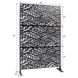 Tidoin 6.3 ft. x 4 ft. Black Steel Freestanding Flat Flat Top Decorative Privacy Screen Metal Fence Panel