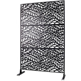 Tidoin 6.3 ft. x 4 ft. Black Steel Freestanding Flat Flat Top Decorative Privacy Screen Metal Fence Panel