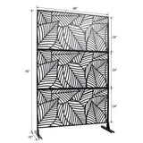 Tidoin 6.3 ft. x 4 ft. Black Steel Freestanding Flat Flat Top Decorative Privacy Screen Metal Fence Panel
