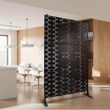 Tidoin 6.3 ft. x 4 ft. Black Steel Freestanding Flat Flat Top Decorative Privacy Screen Metal Fence Panel