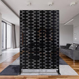 Tidoin 6.3 ft. x 4 ft. Black Steel Freestanding Flat Flat Top Decorative Privacy Screen Metal Fence Panel
