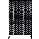 Tidoin 6.3 ft. x 4 ft. Black Steel Freestanding Flat Flat Top Decorative Privacy Screen Metal Fence Panel
