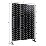 Tidoin 6.3 ft. x 4 ft. Black Steel Freestanding Flat Flat Top Decorative Privacy Screen Metal Fence Panel