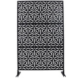 Tidoin 6.3 ft. x 4 ft. Black Steel Freestanding Flat Flat Top Decorative Privacy Screen Metal Fence Panel