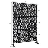Tidoin 6.3 ft. x 4 ft. Black Steel Freestanding Flat Flat Top Decorative Privacy Screen Metal Fence Panel