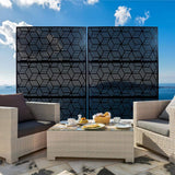 Tidoin 6.3 ft. x 4 ft. Black Steel Freestanding Flat Flat Top Decorative Privacy Screen Metal Fence Panel