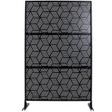 Tidoin 6.3 ft. x 4 ft. Black Steel Freestanding Flat Flat Top Decorative Privacy Screen Metal Fence Panel