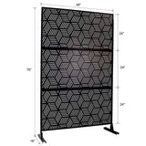 Tidoin 6.3 ft. x 4 ft. Black Steel Freestanding Flat Flat Top Decorative Privacy Screen Metal Fence Panel