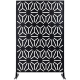Tidoin 6.3 ft. x 4 ft. Black Steel Freestanding Flat Flat Top Decorative Privacy Screen Metal Fence Panel