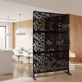 Tidoin 6.3 ft. x 4 ft. Black Steel Freestanding Flat Flat Top Decorative Privacy Screen Metal Fence Panel