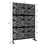 Tidoin 6.3 ft. x 4 ft. Black Steel Freestanding Flat Flat Top Decorative Privacy Screen Metal Fence Panel