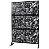 Tidoin 6.3 ft. x 4 ft. Black Steel Freestanding Flat Flat Top Decorative Privacy Screen Metal Fence Panel