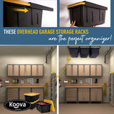 KOOVA 3 in. W x 2 in. H x  26 in. D Three Bin Rack Adjustable Height Garage Ceiling Mounted Storage Unit Black