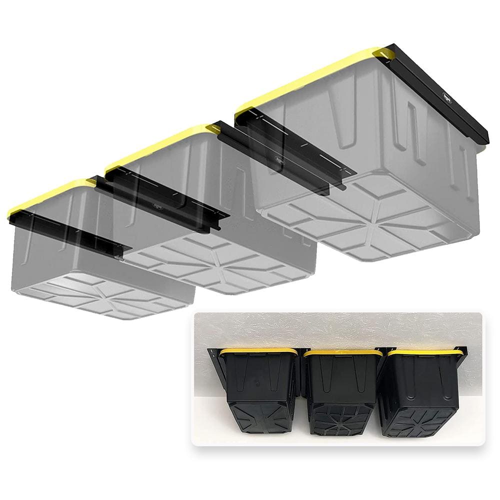 KOOVA 3 in. W x 2 in. H x  26 in. D Three Bin Rack Adjustable Height Garage Ceiling Mounted Storage Unit Black