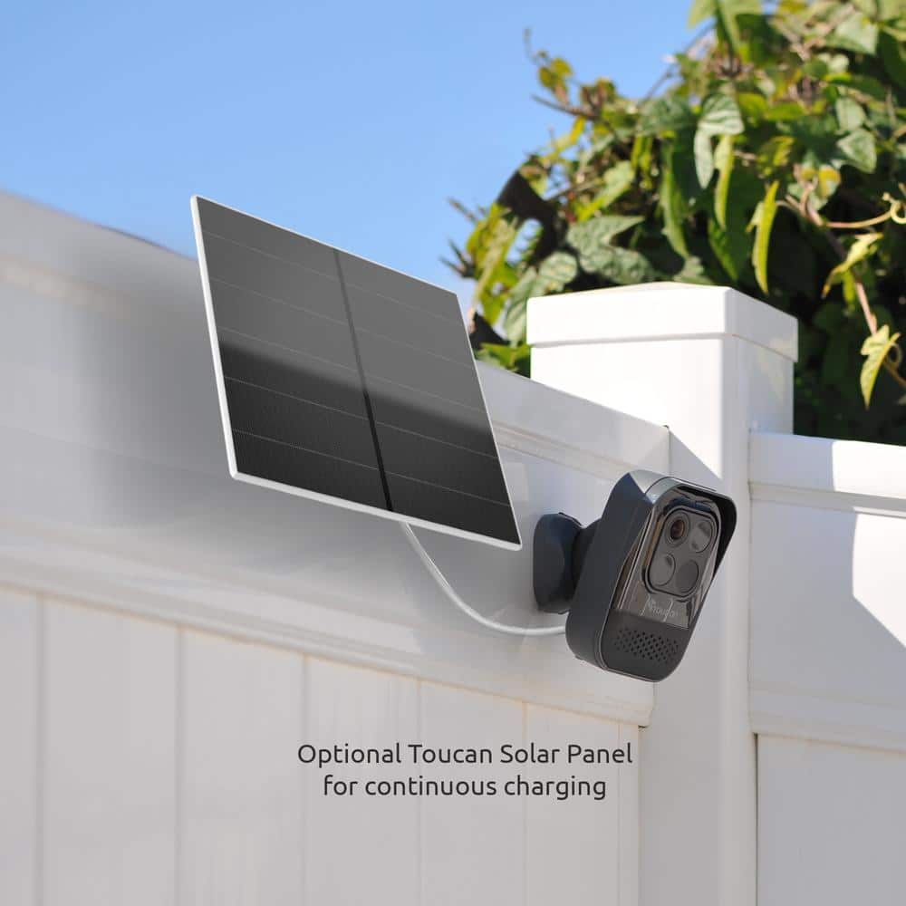 Toucan Pro Wireless Outdoor Smart Battery Operated Security Camera Wi-Fi Night Vision 2-Way Talk Live View - Black