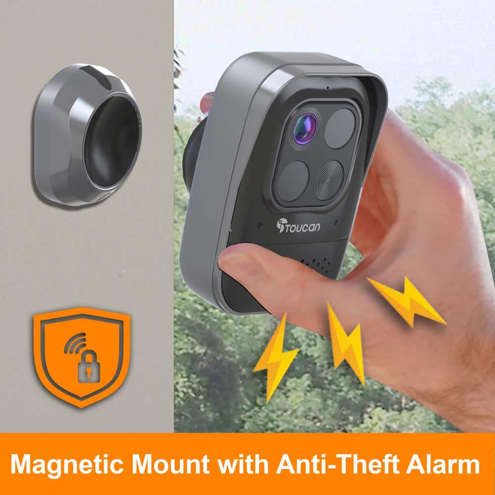 Toucan Pro Wireless Outdoor Smart Battery Operated Security Camera Wi-Fi Night Vision 2-Way Talk Live View - Black