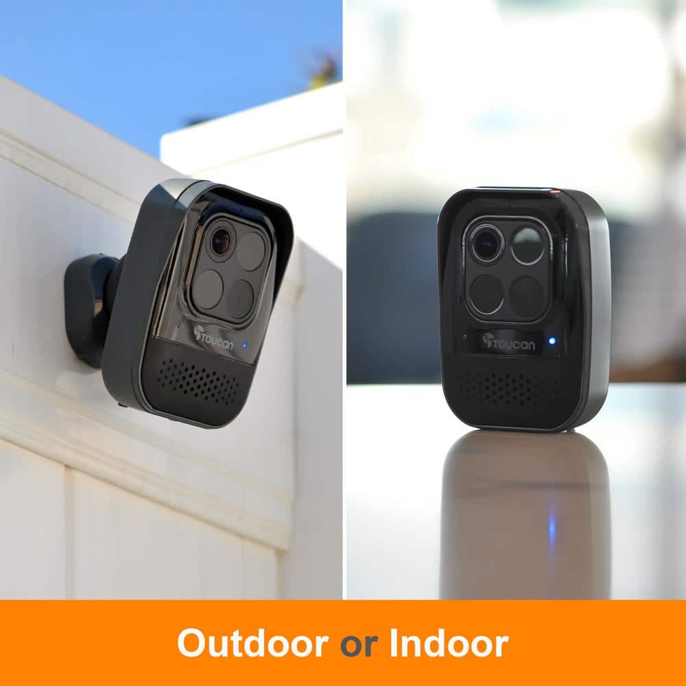 Toucan Pro Wireless Outdoor Smart Battery Operated Security Camera Wi-Fi Night Vision 2-Way Talk Live View - Black