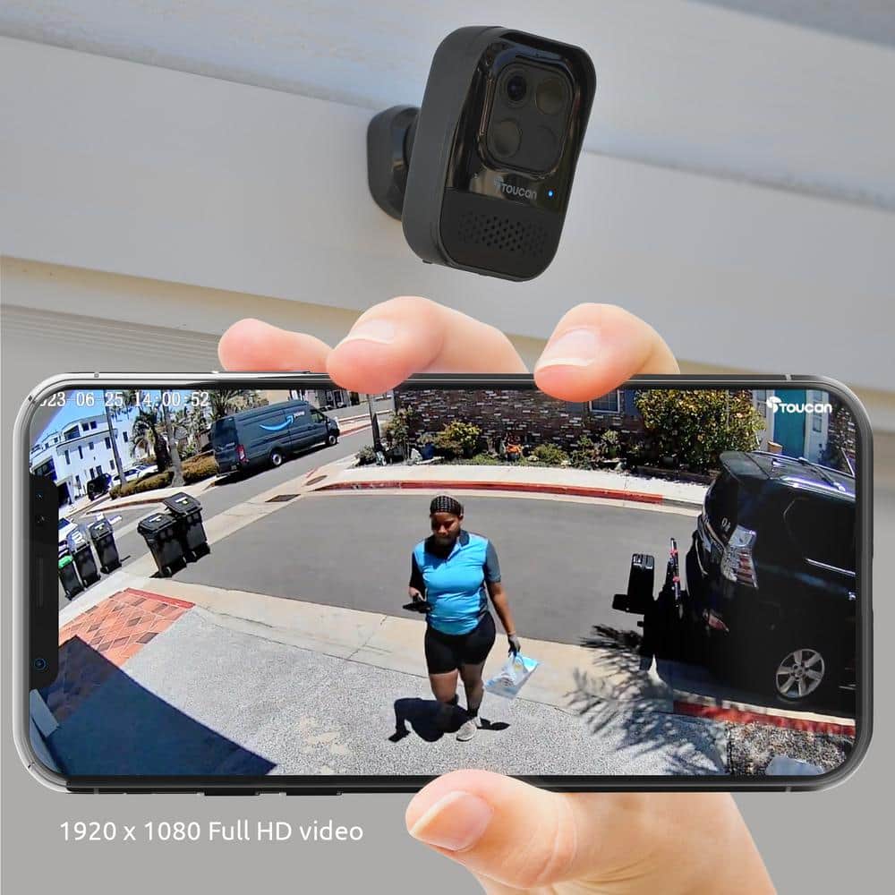 Toucan Pro Wireless Outdoor Smart Battery Operated Security Camera Wi-Fi Night Vision 2-Way Talk Live View - Black