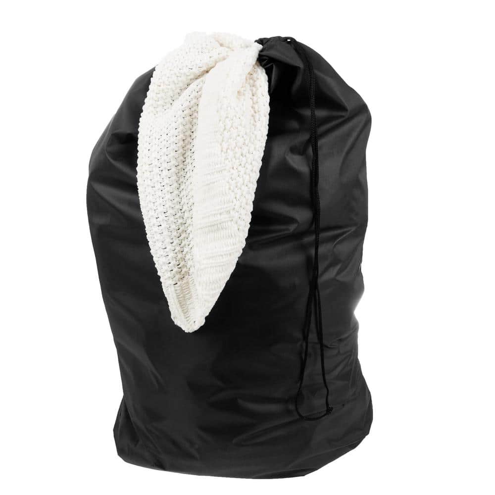 Trademark Home Large Heavy-Duty Black Nylon Drawstring Laundry Bag 2-Pack