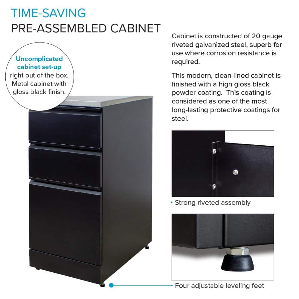 Transolid All-in-One Metal Laundry Sink and Cabinet - Black, 44.8 x 22 x 35 in.