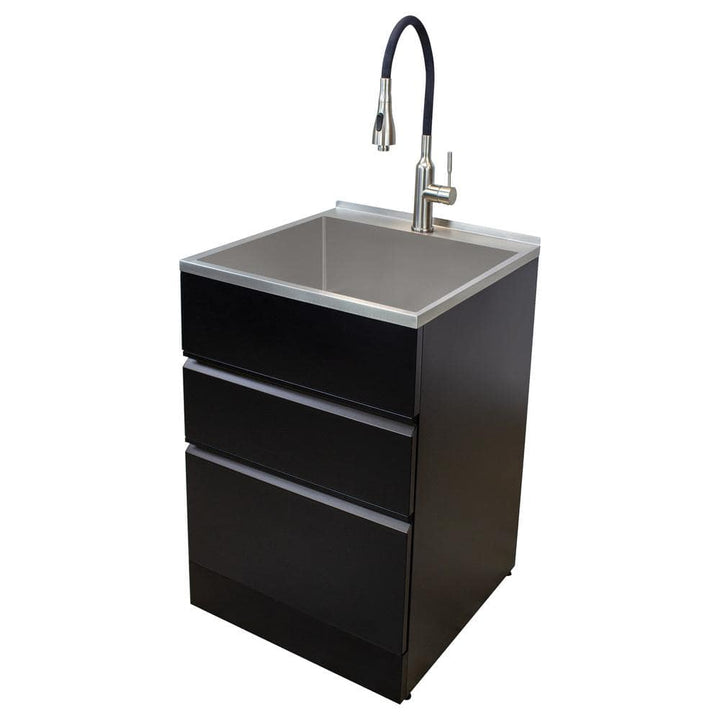 Transolid All-in-One 22 in. x 22 in. x 35 in. Metal Drop-In Laundry/Utility Sink and Cabinet in Black