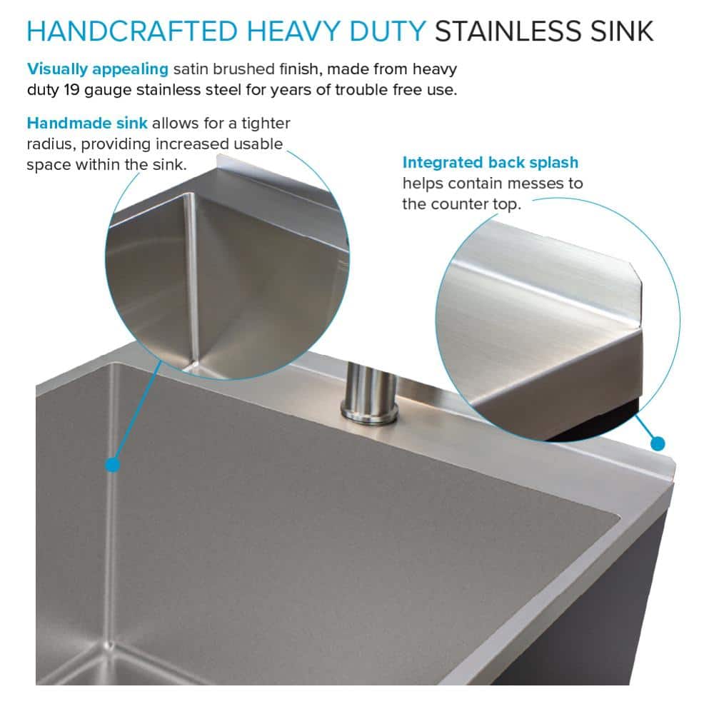 Transolid All-in-One 22 in. x 22 in. x 35 in. Metal Drop-In Laundry/Utility Sink and Cabinet in Black