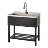 TRINITY 16-Gauge Stainless Steel Freestanding Utility Sink with Pull-Out Faucet