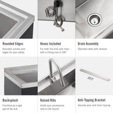 TRINITY 16-Gauge Stainless Steel Freestanding Utility Sink with Pull-Out Faucet