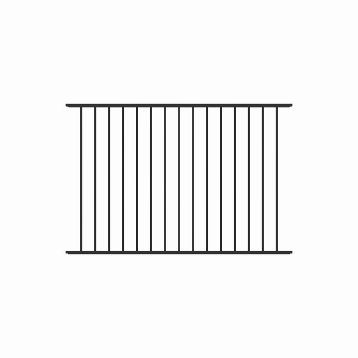 TuffBilt Dillon 2 Rail Flat Top 4 ft. H x 6 ft. Black Aluminum Pre-Assembled Flat Top Spaced Picket Fence Panel